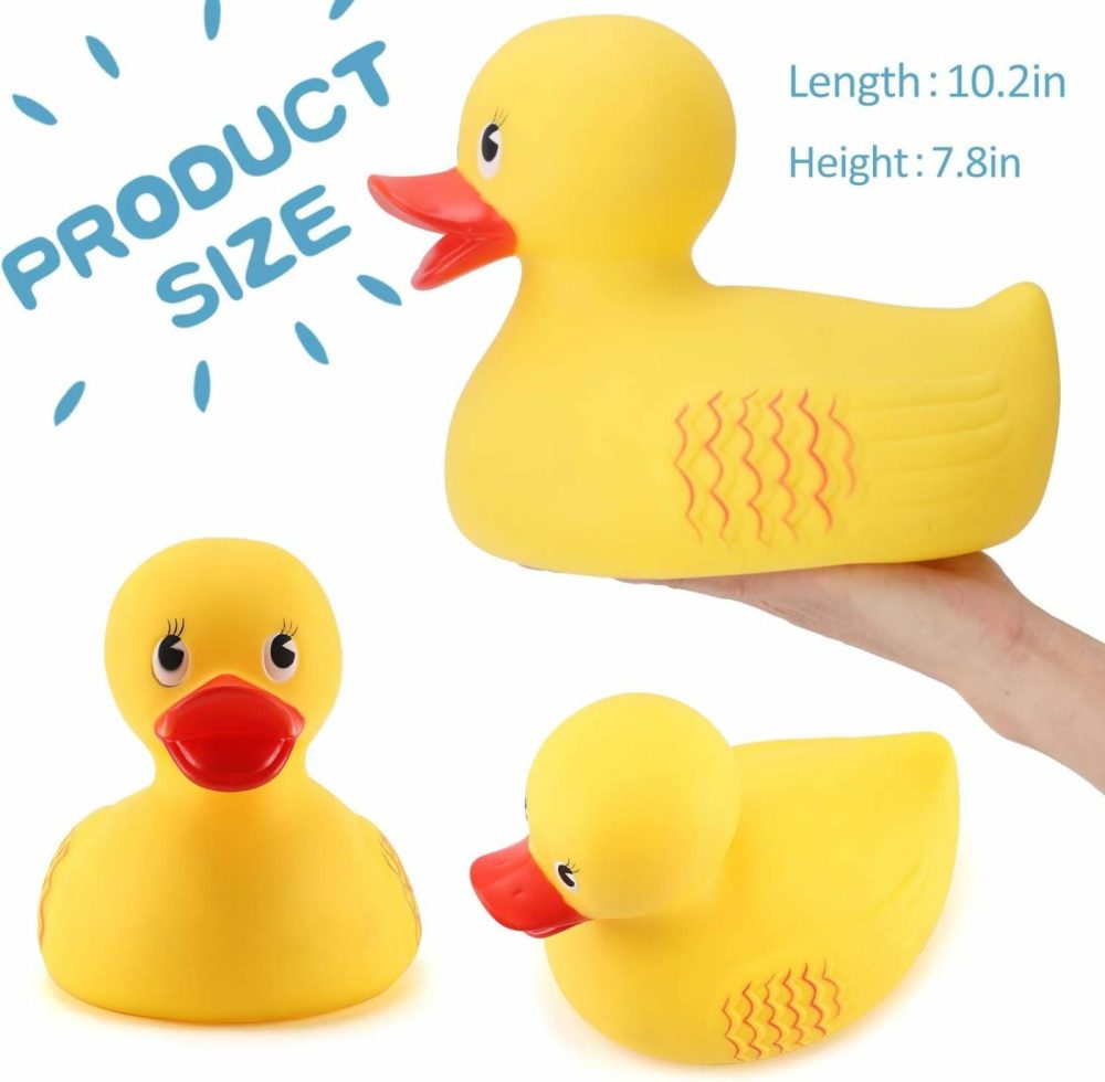 10″ Jumbo Classic Yellow Rubber Duck Bathtime Toy  Floating Fun Pool Preschool Bathtub Toy  Giant Flexible Large Yellow Duck For Kids  |  Bath Toys All Toys Bath Toys