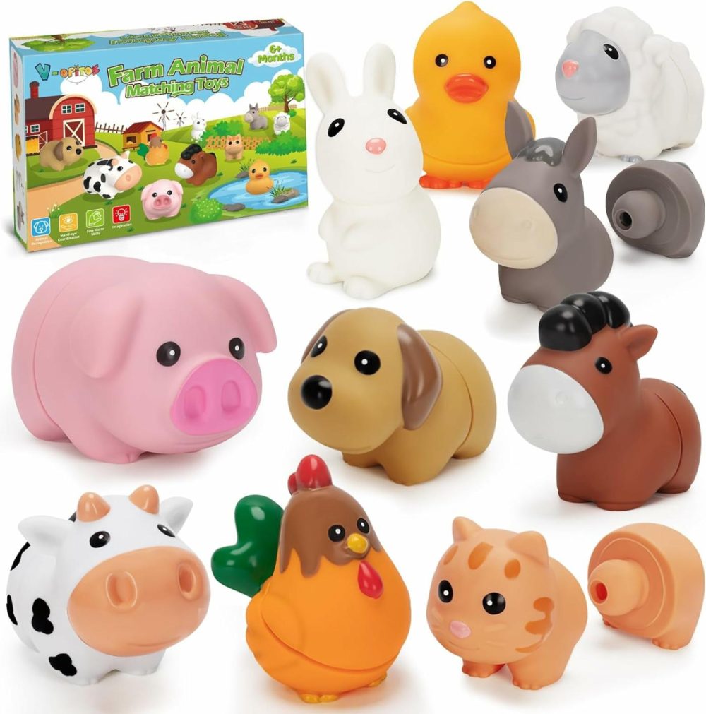 10 Pack Farm Animal Matching Toys  Montessori Gifts For 1-3 Year Old Toddlers  |  Sorting & Stacking Toys All Toys Sorting & Stacking Toys