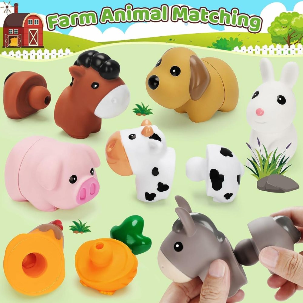 10 Pack Farm Animal Matching Toys  Montessori Gifts For 1-3 Year Old Toddlers  |  Sorting & Stacking Toys All Toys Sorting & Stacking Toys