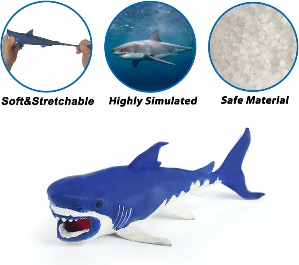 10 Pack Shark Toys,8″ Soft And Stretchy Realistic Shark Toy Set,Floating Bathtub Toys And Birthday Party Favors For Boys Girls Kids  |  Bath Toys All Toys Bath Toys