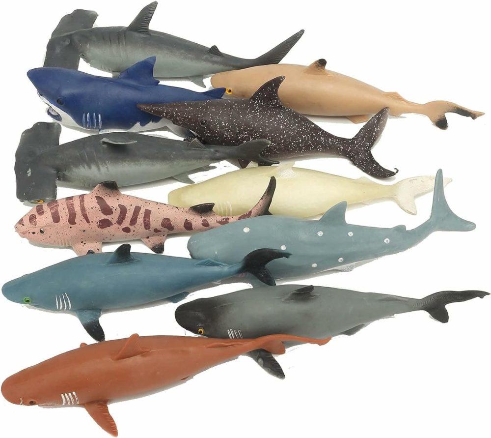 10 Pack Shark Toys,8″ Soft And Stretchy Realistic Shark Toy Set,Floating Bathtub Toys And Birthday Party Favors For Boys Girls Kids  |  Bath Toys All Toys Bath Toys