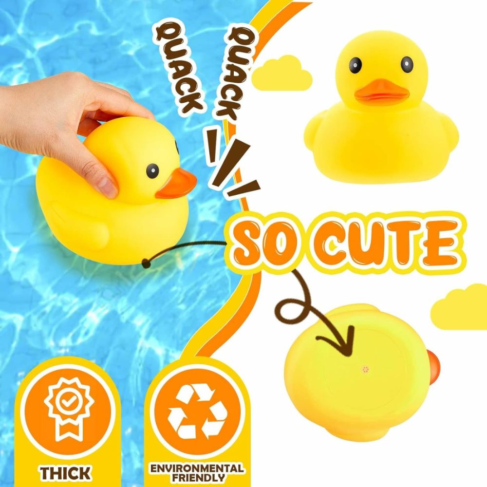 10 Pcs 5 Inches Large Yellow Rubber Ducks Bulk Large Duck Bath Toy Squeak Rubber Duckie Bathtub Floating Bath Duck For Birthday Party Decoration Gift Swimming Pool  |  Bath Toys All Toys Bath Toys