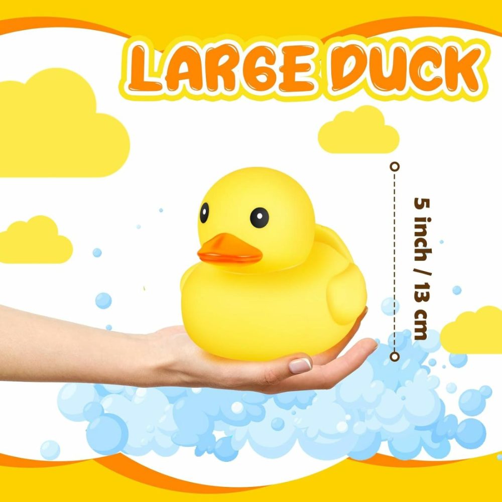 10 Pcs 5 Inches Large Yellow Rubber Ducks Bulk Large Duck Bath Toy Squeak Rubber Duckie Bathtub Floating Bath Duck For Birthday Party Decoration Gift Swimming Pool  |  Bath Toys All Toys Bath Toys