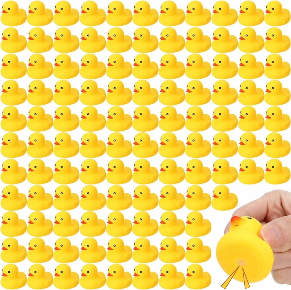 100 Pcs Bath Ducky Mini Rubber Ducks Yellow Rubber Duck Bath Toy Rubber Tub Toys Bathtub Toys Squeak And Float Ducks (2.17 X 1.97 X 1.85 Inch)  |  Bath Toys All Toys Bath Toys