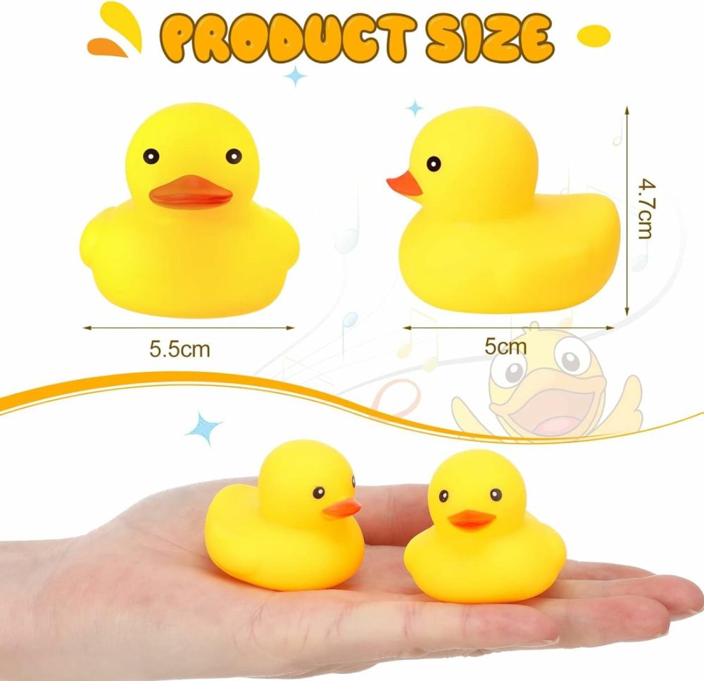 100 Pcs Bath Ducky Mini Rubber Ducks Yellow Rubber Duck Bath Toy Rubber Tub Toys Bathtub Toys Squeak And Float Ducks (2.17 X 1.97 X 1.85 Inch)  |  Bath Toys All Toys Bath Toys