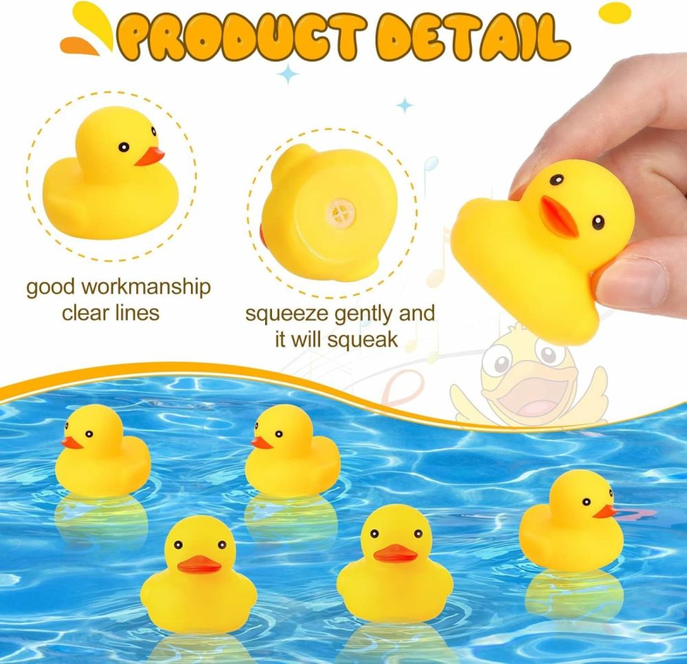 100 Pcs Bath Ducky Mini Rubber Ducks Yellow Rubber Duck Bath Toy Rubber Tub Toys Bathtub Toys Squeak And Float Ducks (2.17 X 1.97 X 1.85 Inch)  |  Bath Toys All Toys Bath Toys