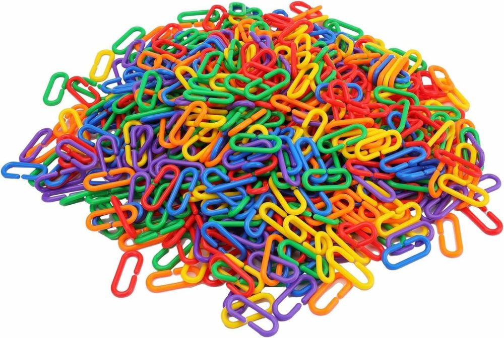 1000 Pieces Plastic C-Clip Hooks Chain Links  Interchangeable Rainbow C-Links Kids Learning Toys For Classroom Preschool  Sugar Glider Climbing Swing Small Bird Cage Toys For Pet Rat Parrot  |  Sorting & Stacking Toys All Toys Sorting & Stacking Toys