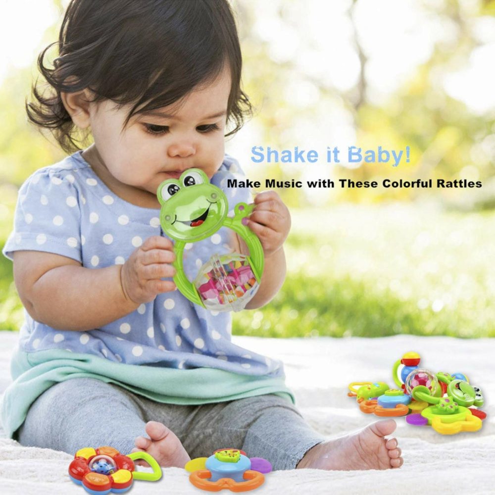 11Pcs Baby Rattles Teethers For Newborn Toys  Gifts For Infants With Hand Development Rattle Toys And Giant Bottle For 0 3 6 9 12 Month Girl And Boy  |  Teethers All Toys Blue