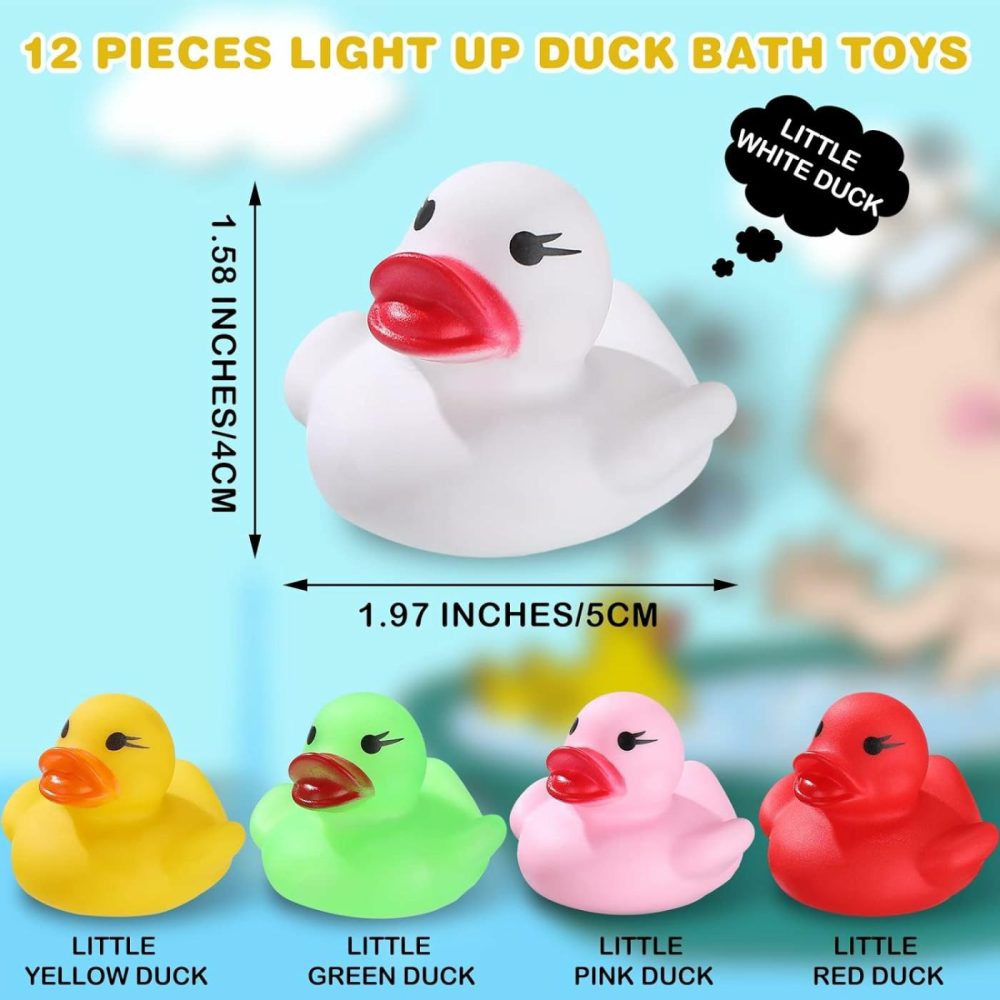 12 Packs Light Up Rubber Ducks Glow Bath Toys Flashing Ducks For Bath For Teens On Birthday Easter Christmas Shower Pool Bath Toys Preschool Bathtub Bathroom (Cute Color)  |  Bath Toys All Toys Bath Toys