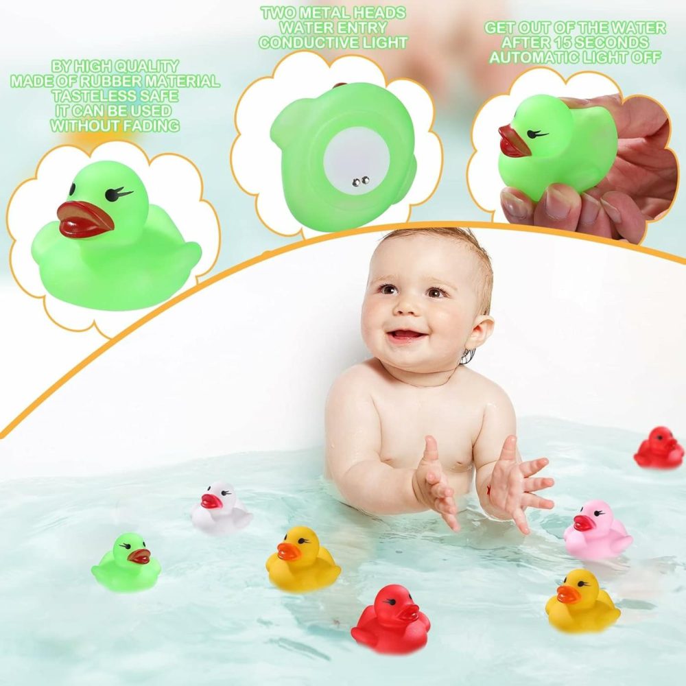 12 Packs Light Up Rubber Ducks Glow Bath Toys Flashing Ducks For Bath For Teens On Birthday Easter Christmas Shower Pool Bath Toys Preschool Bathtub Bathroom (Cute Color)  |  Bath Toys All Toys Bath Toys