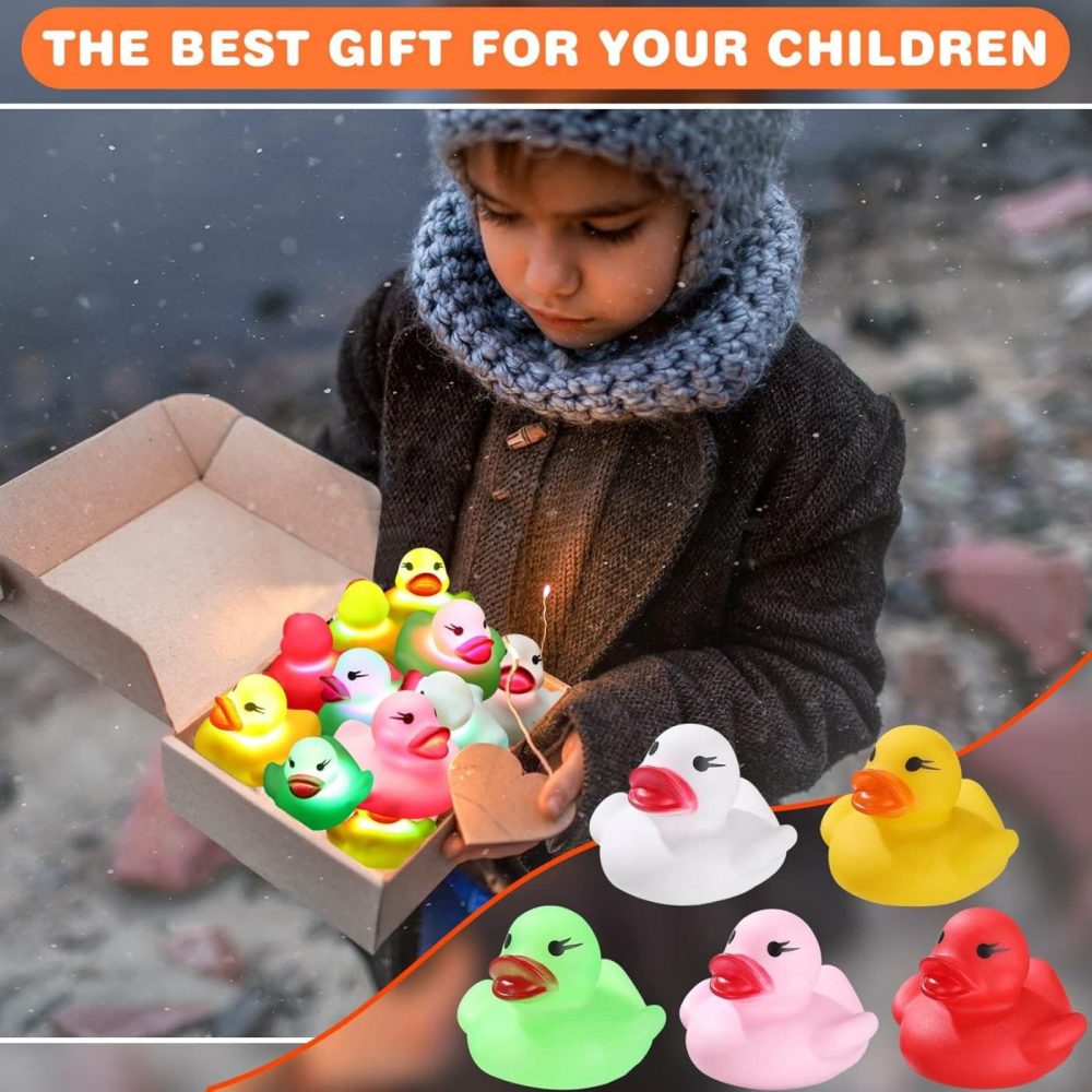 12 Packs Light Up Rubber Ducks Glow Bath Toys Flashing Ducks For Bath For Teens On Birthday Easter Christmas Shower Pool Bath Toys Preschool Bathtub Bathroom (Cute Color)  |  Bath Toys All Toys Bath Toys