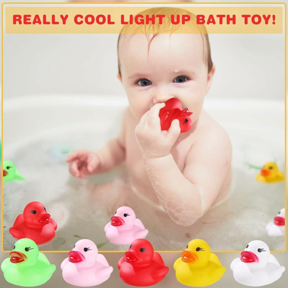 12 Packs Light Up Rubber Ducks Glow Bath Toys Flashing Ducks For Bath For Teens On Birthday Easter Christmas Shower Pool Bath Toys Preschool Bathtub Bathroom (Cute Color)  |  Bath Toys All Toys Bath Toys