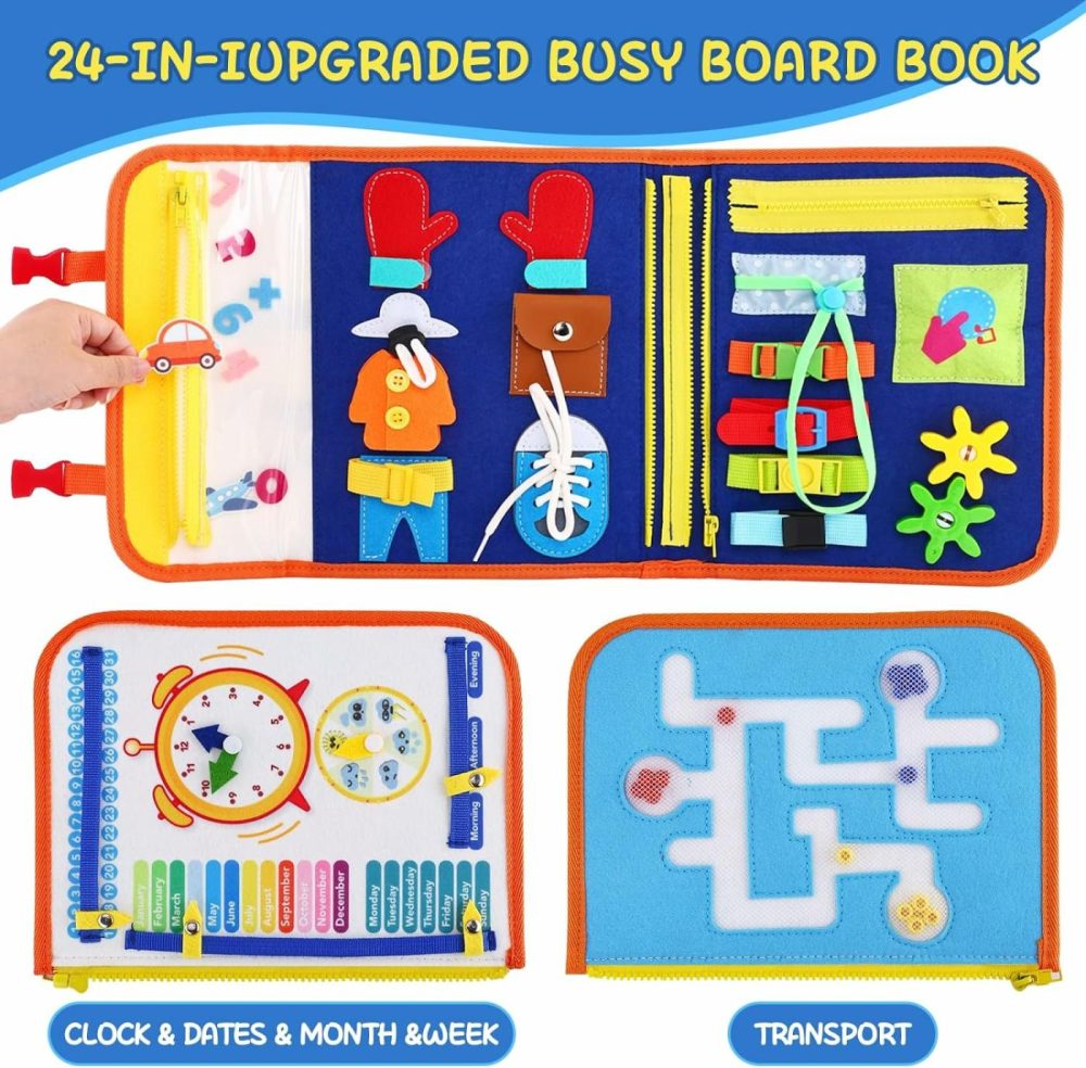 12 Pages Busy Board For Toddlers 3，Learning Fine Motor Skills，Preschool Learning，Travel Toy For Boys Girls  Busy Book For Toddlers Gifts  Montessori Toys With Life Skill  Alphabet  Number Etc.  |  Sorting & Stacking Toys All Toys Sorting & Stacking Toys