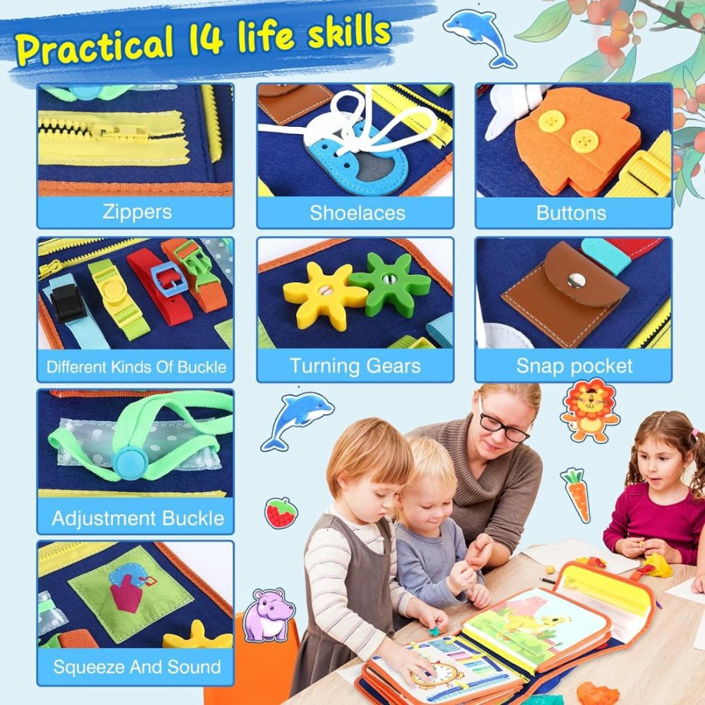 12 Pages Busy Board For Toddlers 3，Learning Fine Motor Skills，Preschool Learning，Travel Toy For Boys Girls  Busy Book For Toddlers Gifts  Montessori Toys With Life Skill  Alphabet  Number Etc.  |  Sorting & Stacking Toys All Toys Sorting & Stacking Toys