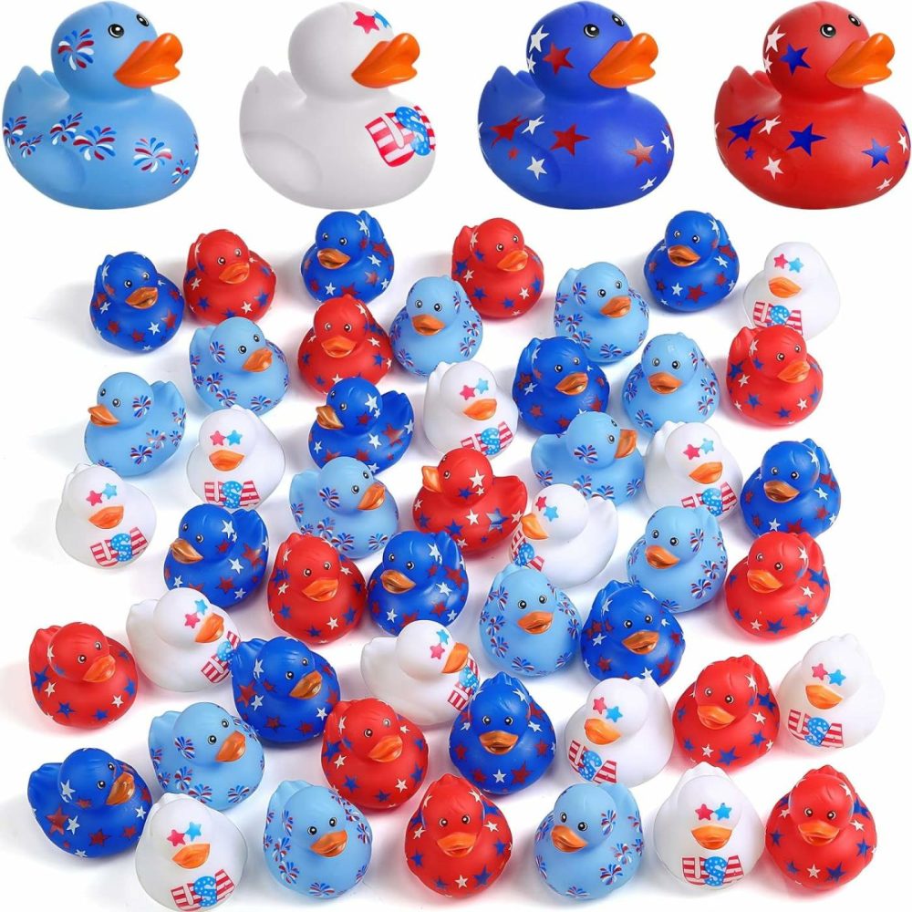 12 Pcs 2 Inch Patriotic Rubber Ducks Summer Small Shower Float Rubber Ducks Star Rubber Ducky For Bath Birthday Gifts Baby Showers Beach Pool 4Th Of July Independence Day (Classic)  |  Bath Toys All Toys Bath Toys