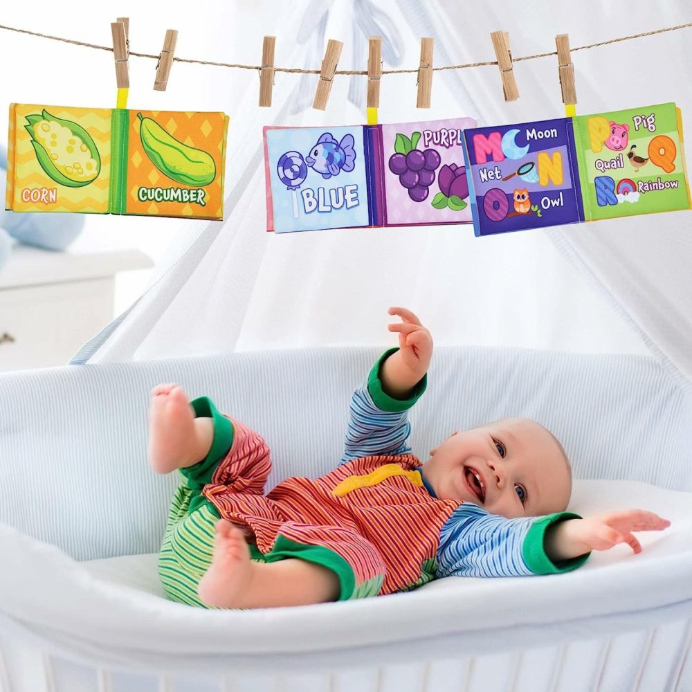 12 Pcs Bath Books  Nontoxic Fabric Soft Crinkly Cloth Books  Waterproof  Bathtub Pool And Early Education First Toys For Infant Newborn Baby Toddlers Kids Birthday Gifts  |  Bath Toys All Toys Bath Toys