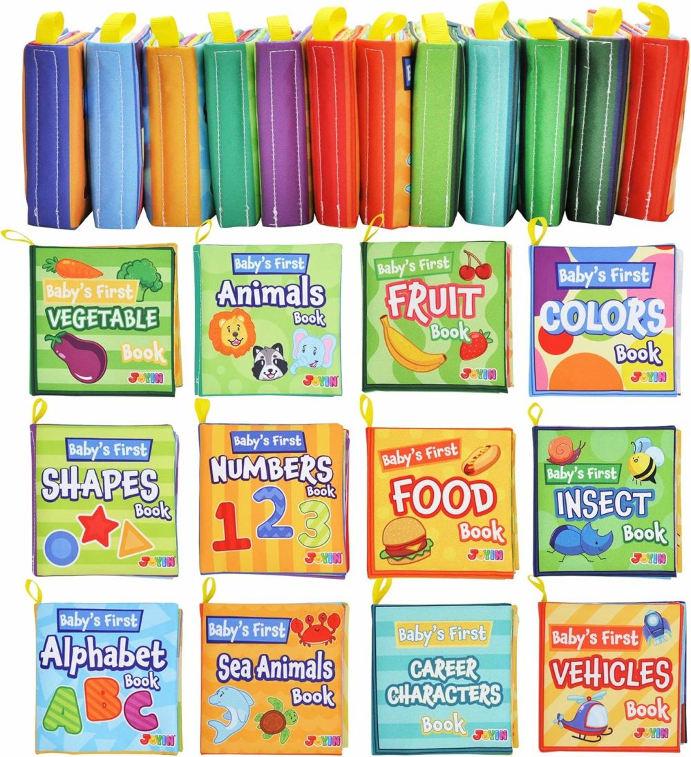 12 Pcs Bath Books  Nontoxic Fabric Soft Crinkly Cloth Books  Waterproof  Bathtub Pool And Early Education First Toys For Infant Newborn Baby Toddlers Kids Birthday Gifts  |  Bath Toys All Toys Bath Toys