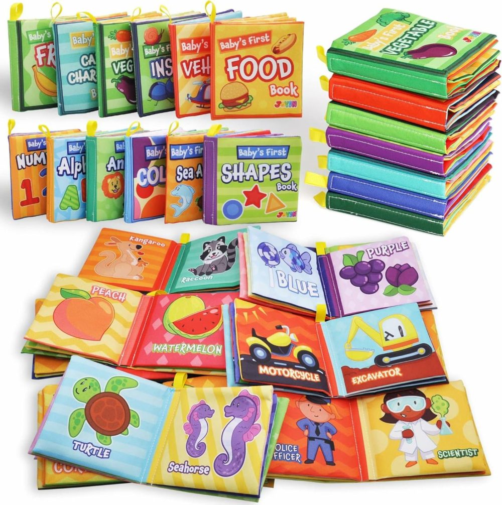 12 Pcs Bath Books  Nontoxic Fabric Soft Crinkly Cloth Books  Waterproof  Bathtub Pool And Early Education First Toys For Infant Newborn Baby Toddlers Kids Birthday Gifts  |  Bath Toys All Toys Bath Toys