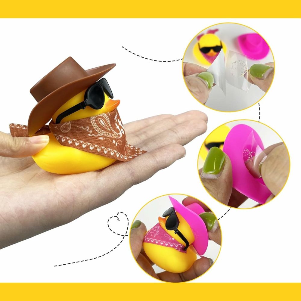 12 Pcs Cowboy Duck With Hat And Sunglasses Mini Duckies Toys For Birthday Swimming Party Gift Favor  |  Bath Toys All Toys Bath Toys