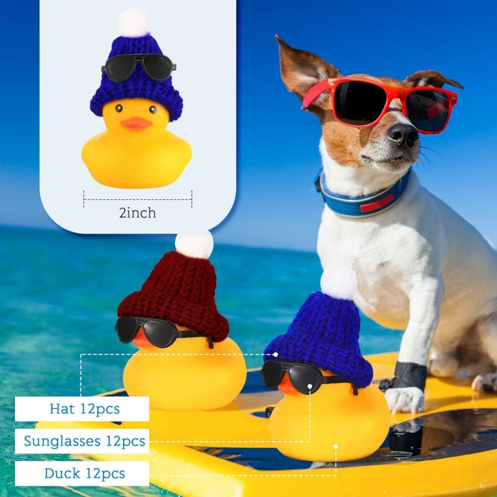 12 Pcs Mini Rubber Ducks With Sunglasses/ Glasses And Hats/ Necklace  Cruise Rubber Ducks In Bulk Valentine’s Day Gift Small Duck Bathtub Toy For Hiding Party Favor(Yellow  Cute Style)  |  Bath Toys All Toys Bath Toys