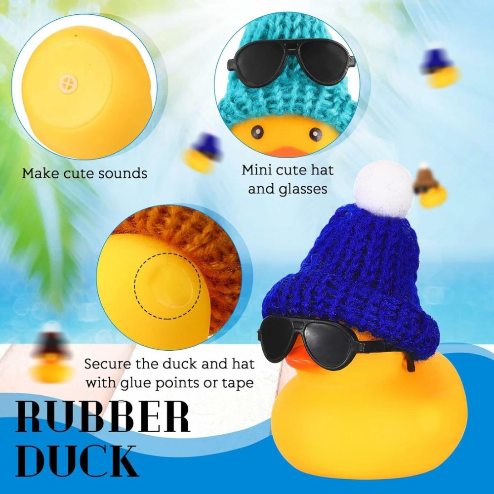 12 Pcs Mini Rubber Ducks With Sunglasses/ Glasses And Hats/ Necklace  Cruise Rubber Ducks In Bulk Valentine’s Day Gift Small Duck Bathtub Toy For Hiding Party Favor(Yellow  Cute Style)  |  Bath Toys All Toys Bath Toys