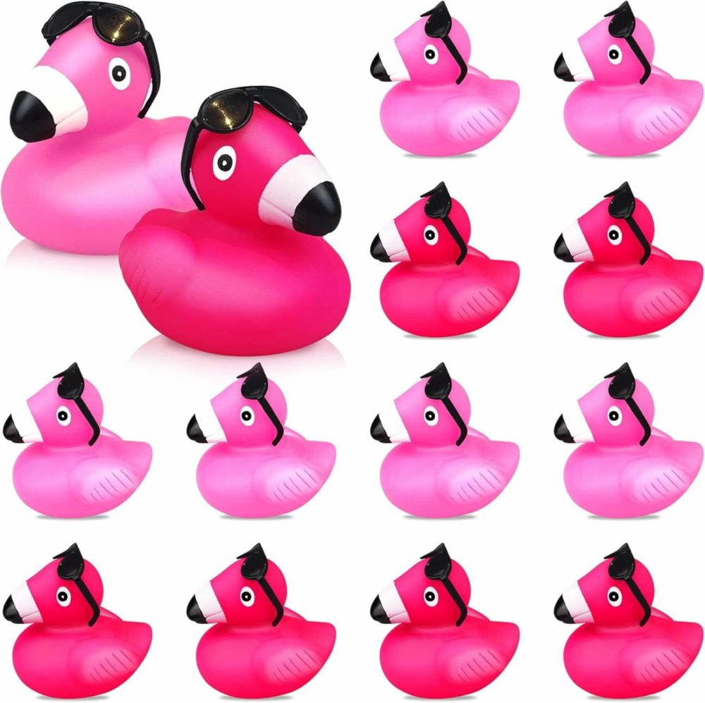 12 Set Hot Pink Rubber Ducks Bulk Pink Bath Toys For Baby Shower Birthday Party Favors Classroom Prizes  |  Bath Toys All Toys Bath Toys