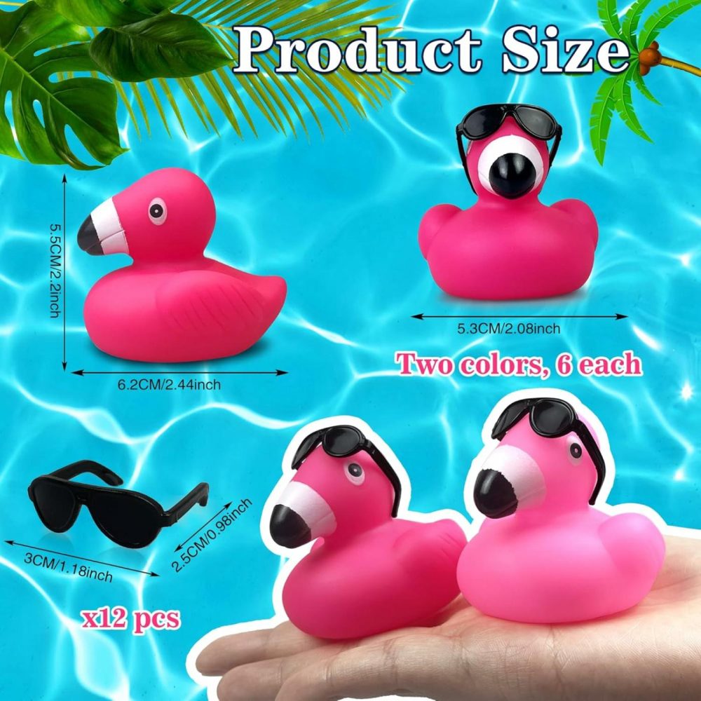 12 Set Hot Pink Rubber Ducks Bulk Pink Bath Toys For Baby Shower Birthday Party Favors Classroom Prizes  |  Bath Toys All Toys Bath Toys