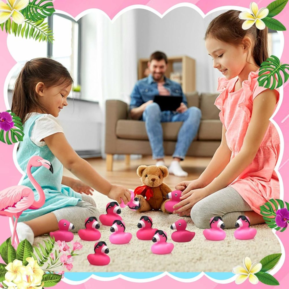 12 Set Hot Pink Rubber Ducks Bulk Pink Bath Toys For Baby Shower Birthday Party Favors Classroom Prizes  |  Bath Toys All Toys Bath Toys