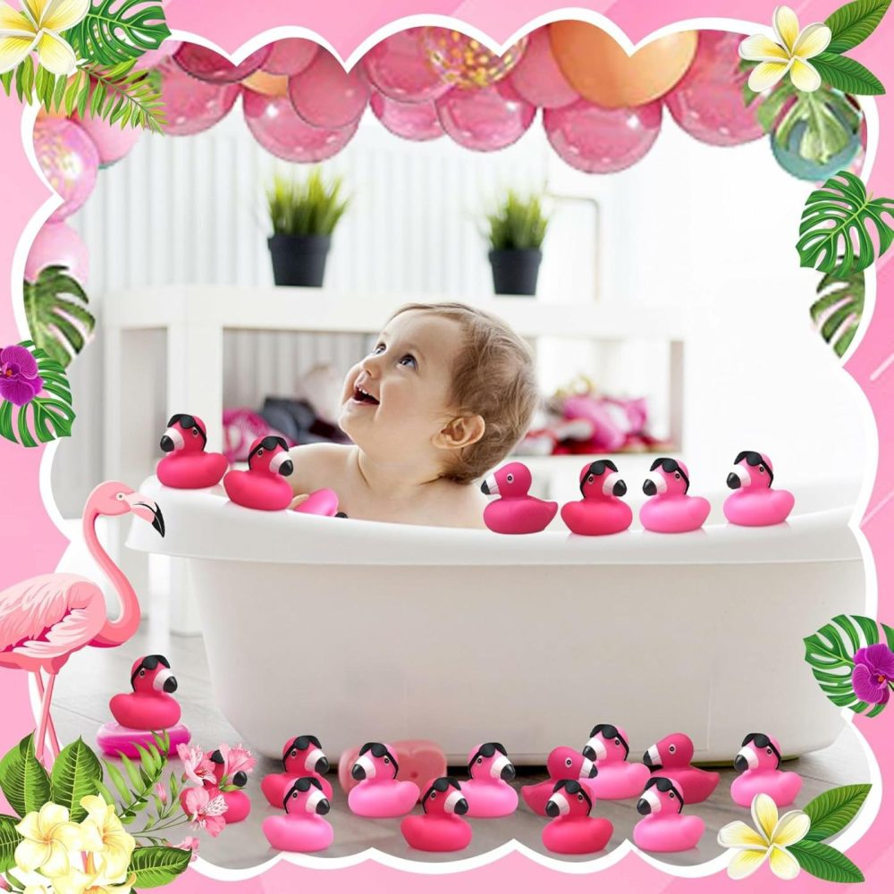 12 Set Hot Pink Rubber Ducks Bulk Pink Bath Toys For Baby Shower Birthday Party Favors Classroom Prizes  |  Bath Toys All Toys Bath Toys