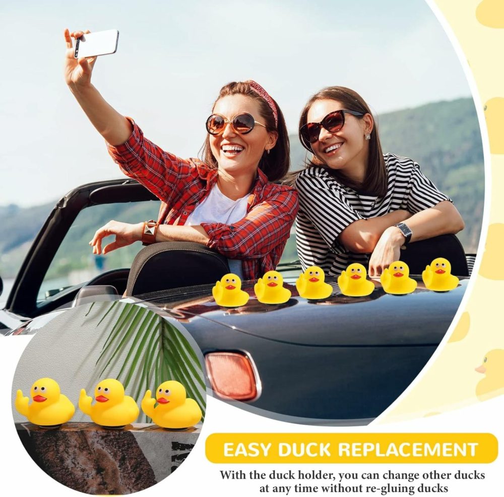 12 Set Middle Finger Rubber Ducks With Rubber Duck Mount Yellow Funny Rubber Duck Mini Car Rubber Duck With Black Plastic Duck Plug For Car Dashboard Decorations Accessories  |  Bath Toys All Toys Bath Toys