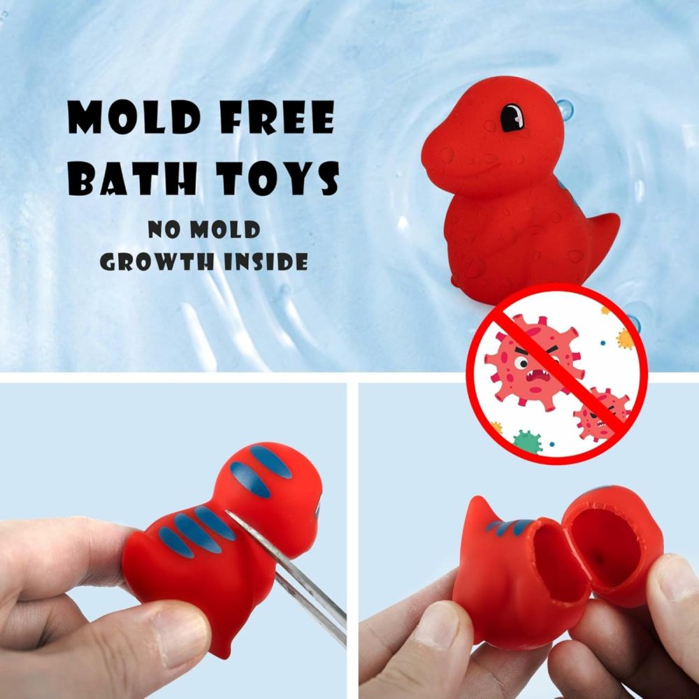 12Pcs No Hole Dinosaur Bath Toys For Toddlers 1-3  Bpa Free And Mold Free Baby Shower Bathtub Pool Water Toys For Birthday Christmas Easter  |  Bath Toys All Toys Bath Toys