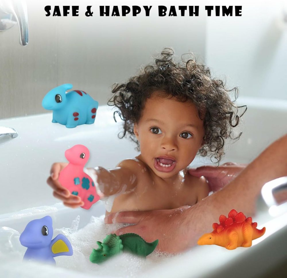 12Pcs No Hole Dinosaur Bath Toys For Toddlers 1-3  Bpa Free And Mold Free Baby Shower Bathtub Pool Water Toys For Birthday Christmas Easter  |  Bath Toys All Toys Bath Toys