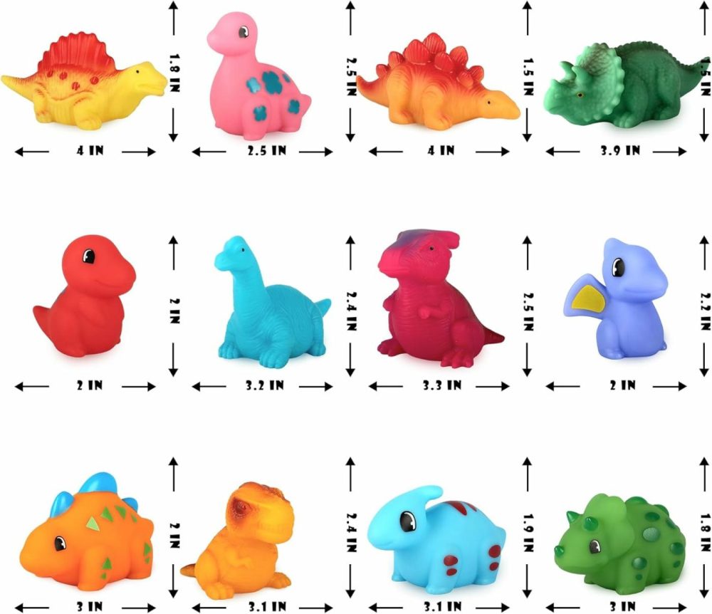 12Pcs No Hole Dinosaur Bath Toys For Toddlers 1-3  Bpa Free And Mold Free Baby Shower Bathtub Pool Water Toys For Birthday Christmas Easter  |  Bath Toys All Toys Bath Toys