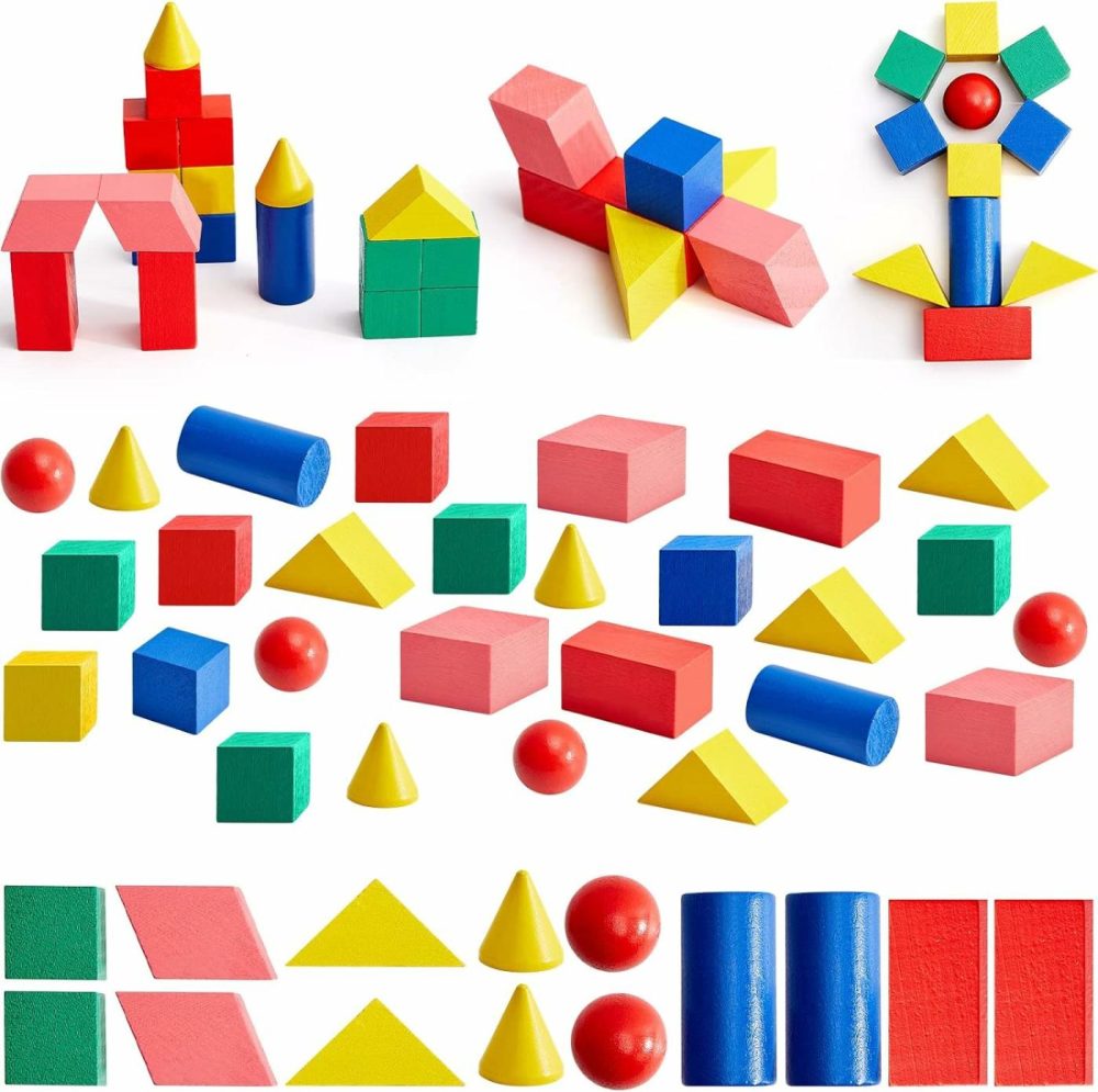 140 Pcs Mini 3D Shapes For Teaching  Wood Geometric Solids  Geometric Shapes 3D Shape Blocks  Classroom Manipulatives For Elementary School For Kids Geometry Math Kindergarten Preschool Learning  |  Sorting & Stacking Toys All Toys Sorting & Stacking Toys