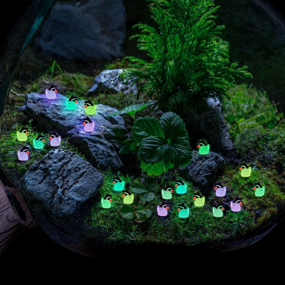 150 Pcs Luminous Mini Resin Ducks With Sunglasses Bulk Glow In The Dark Colorful Tiny Cowboy Duck To Hide For Diy Landscape Pot Aquarium Dollhouse Baby Shower Party Favor  |  Bath Toys All Toys Bath Toys