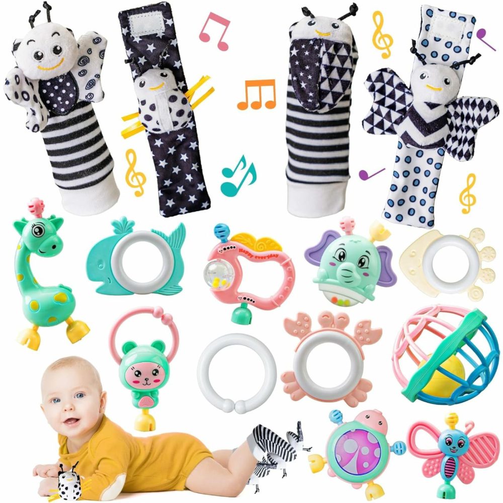 15Pcs Baby Wrist Rattles & Foot Finders Sock,Newborn Hand And Foot Rattles/Teething Toy For Babies,Educational Development Infant Toys,Infant Rattle Socks For 0-12 Months Child Gift…  |  Rattles & Plush Rings All Toys Multi-colored