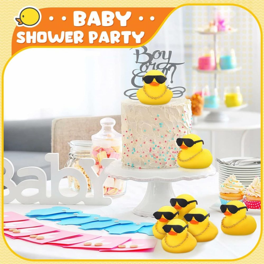 18 Pcs Mini Rubber Ducks Baby Shower Tiny Rubber Ducks Bulk With Sunglasses  Float Bath Toys Bathtub Duckies Mini Ducks For Shower Birthday Party Favors Carnival Gift (General Style)  |  Bath Toys All Toys Bath Toys