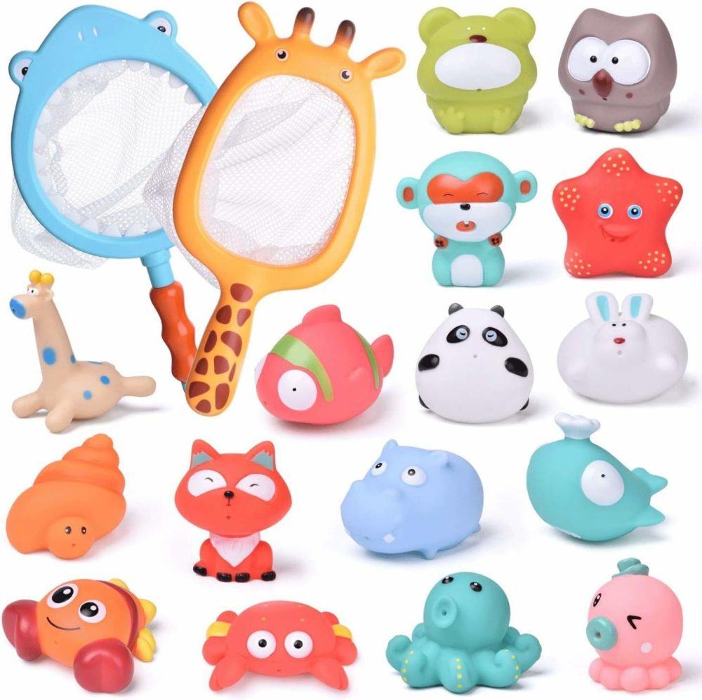 18Pcs Baby Bath Toys With Soft Cute Ocean Animals Bath Squirters And Fishing Net  Water Toys For Kids  |  Bath Toys All Toys Bath Toys