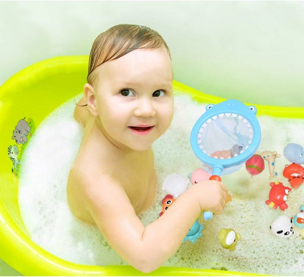 18Pcs Baby Bath Toys With Soft Cute Ocean Animals Bath Squirters And Fishing Net  Water Toys For Kids  |  Bath Toys All Toys Bath Toys