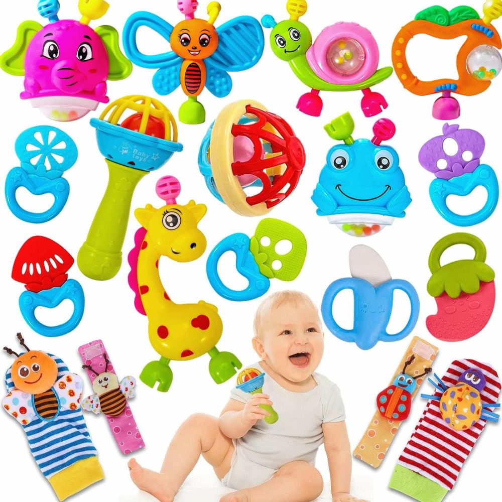 18Pcs Baby Toys 3-6 Months  Baby Rattles 0-6 Months  Newborn Infant Baby Toys 0-3 Months  Baby Rattles 0-6 Months  Baby Toys 6 To 12 Months  Baby Boy Girl Gifts Set  |  Rattles & Plush Rings All Toys B-18P