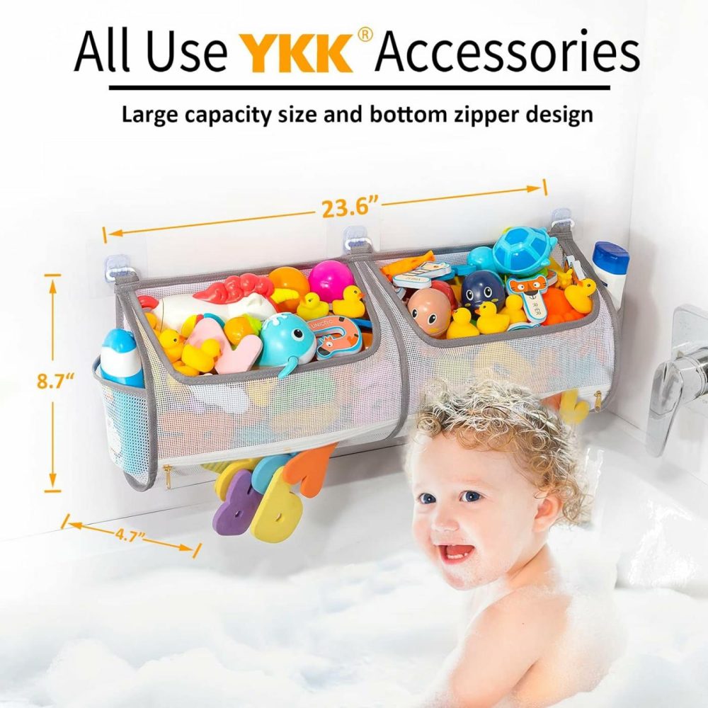 2-In-1 Bath Toy Storage Double Capacity Bath Toy Holder Helps Bath Toy Storage For Tub Classification  Bath Toy Organizer For Tub For Kids To Easily Take Favorite Toys  |  Bath Toys All Toys Bath Toys