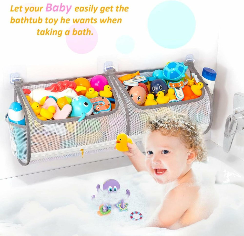 2-In-1 Bath Toy Storage Double Capacity Bath Toy Holder Helps Bath Toy Storage For Tub Classification  Bath Toy Organizer For Tub For Kids To Easily Take Favorite Toys  |  Bath Toys All Toys Bath Toys