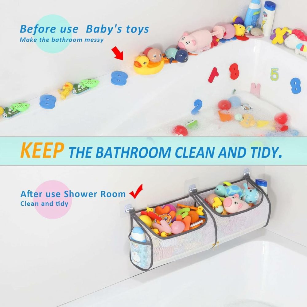 2-In-1 Bath Toy Storage Double Capacity Bath Toy Holder Helps Bath Toy Storage For Tub Classification  Bath Toy Organizer For Tub For Kids To Easily Take Favorite Toys  |  Bath Toys All Toys Bath Toys