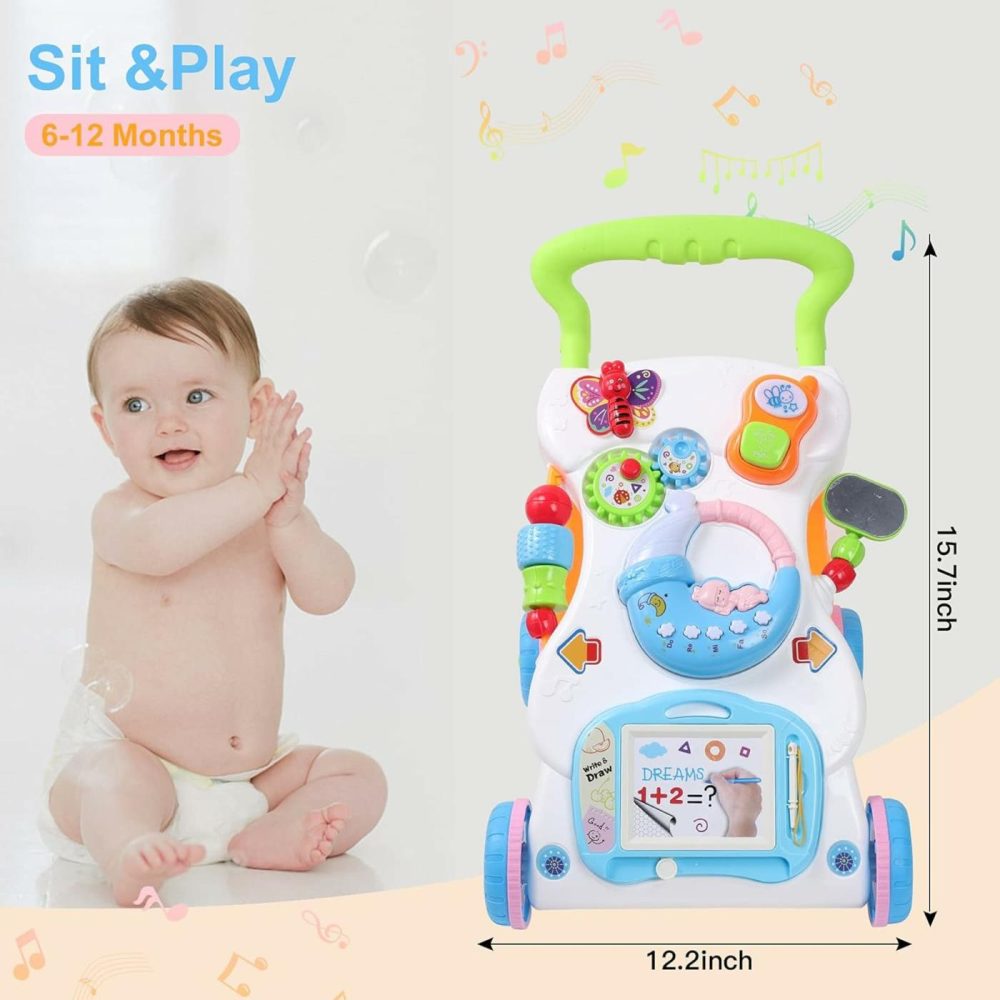 2 In 1 Sit To Stand Baby Walker With Music And Light  Push Toys For Toddlers 1-3 For Learning To Walk  Baby Walking Toys 6 To 12 Months For Infants Babies Toddlers Boys Girls  |  Push & Pull Toys All Toys Multicolor