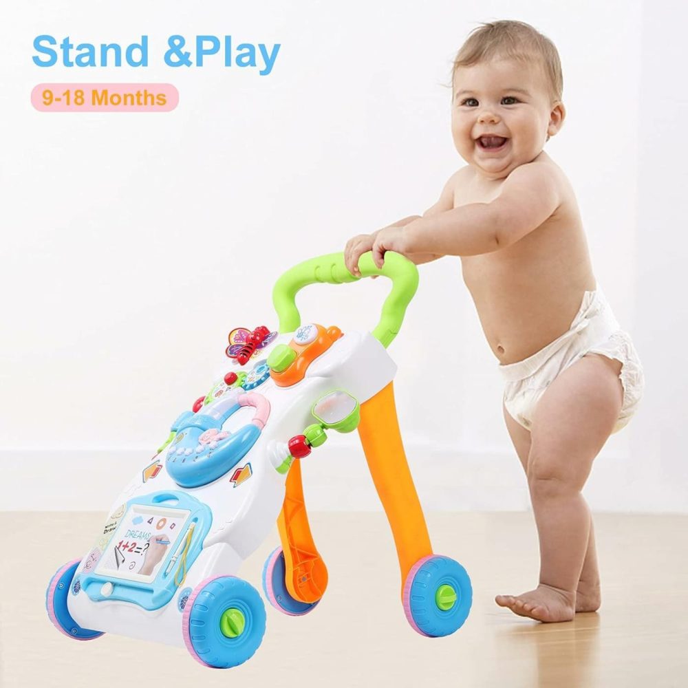 2 In 1 Sit To Stand Baby Walker With Music And Light  Push Toys For Toddlers 1-3 For Learning To Walk  Baby Walking Toys 6 To 12 Months For Infants Babies Toddlers Boys Girls  |  Push & Pull Toys All Toys Multicolor