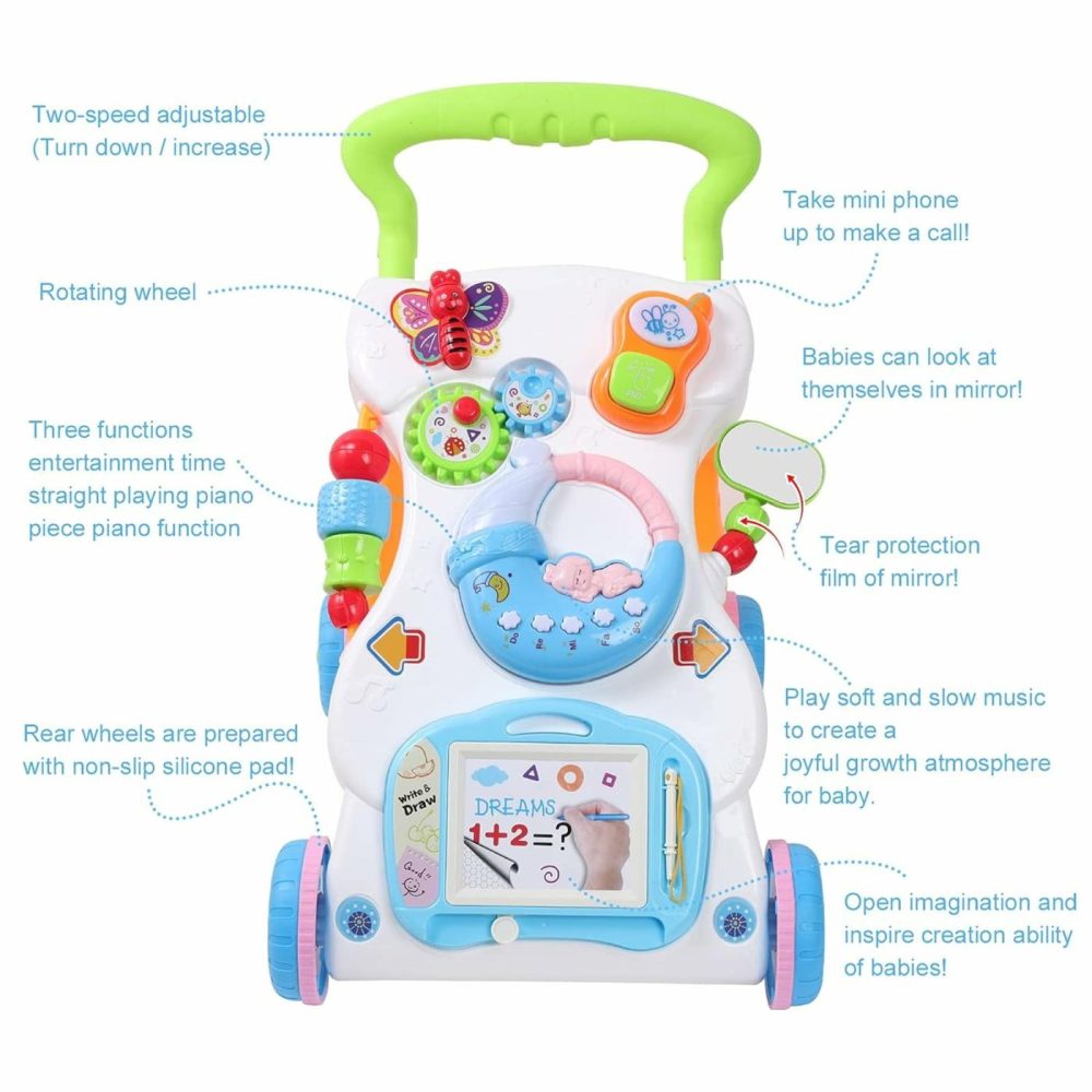 2 In 1 Sit To Stand Baby Walker With Music And Light  Push Toys For Toddlers 1-3 For Learning To Walk  Baby Walking Toys 6 To 12 Months For Infants Babies Toddlers Boys Girls  |  Push & Pull Toys All Toys Multicolor