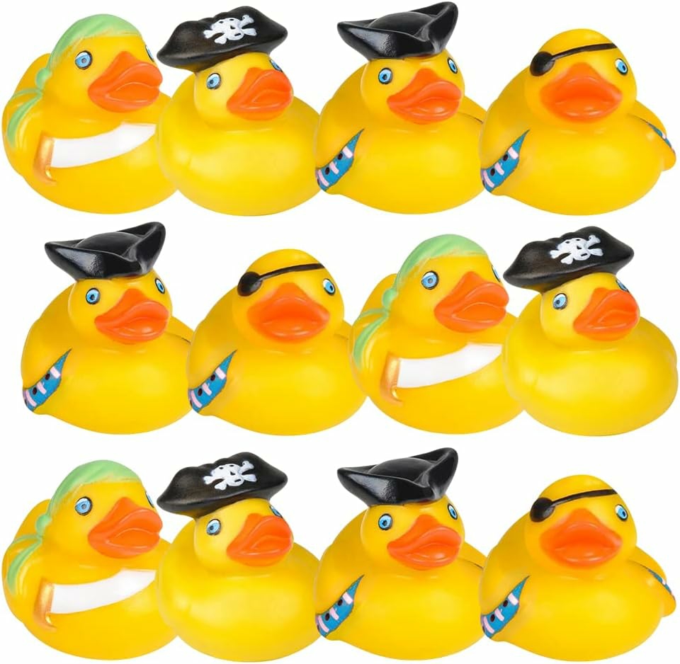 2 Inch Pirate Rubber Duckies (Pack Of 12) Cute Duck Bath Tub Pool Toys  Ideal For Pirate-Themed Parties And Celebrations  Fun Decorations  Carnival Supplies  Party Favors  |  Bath Toys All Toys Bath Toys