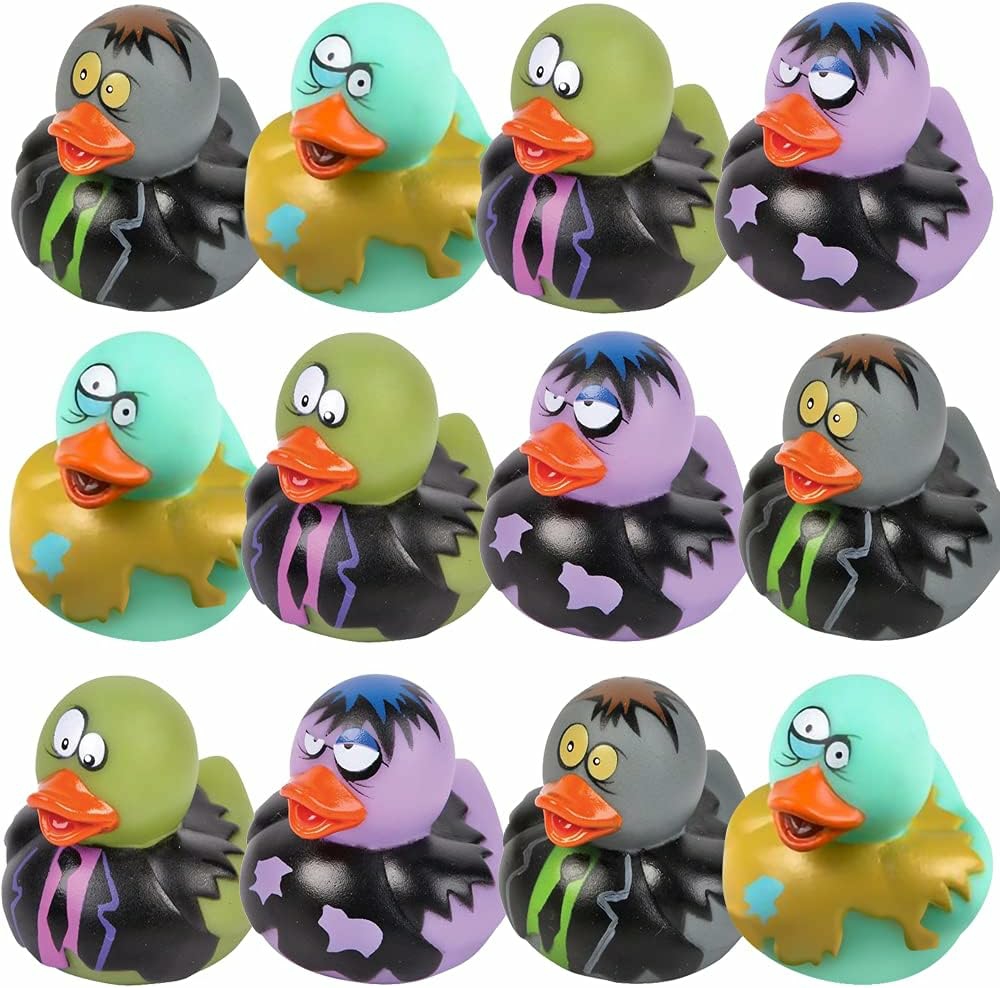 2 Inch Zombie Rubber Duckies For Kids  Pack Of 12  Variety Of Designs And Colors  Trick Or Treat Supplies  Goodie Bag Fillers  Party Favors  Halloween Themed Bathtub Toys  |  Bath Toys All Toys Bath Toys