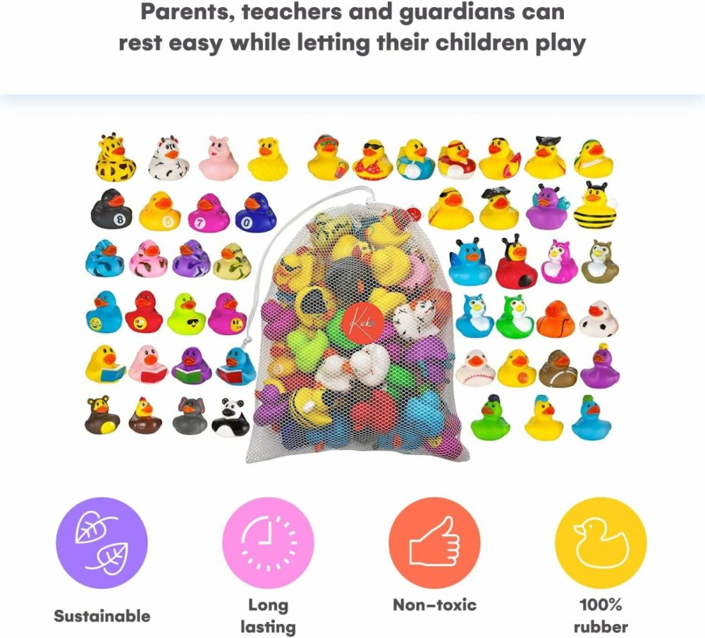 2 Inches Assorted Rubber Ducks In Bulk – 50 Pack Ducking Jeeps For Kids – For Sensory Play  Stress Relief  Stocking Stuffers  Classroom Prizes  Pinata Filler  Party Favors – Character Ducks Toys  |  Bath Toys All Toys Bath Toys