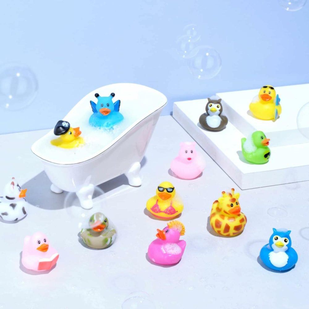 2 Inches Assorted Rubber Ducks In Bulk – 50 Pack Ducking Jeeps For Kids – For Sensory Play  Stress Relief  Stocking Stuffers  Classroom Prizes  Pinata Filler  Party Favors – Character Ducks Toys  |  Bath Toys All Toys Bath Toys